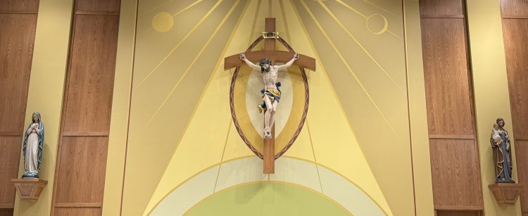 Crucifix and statue corbel