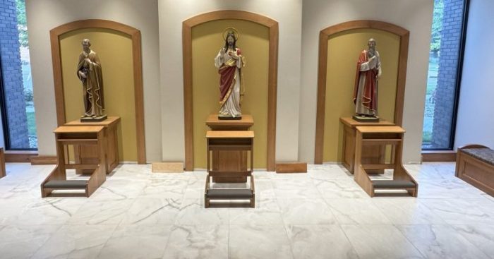 Custom prie dieu and statue stands