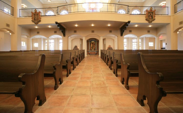 Pews front down the middle